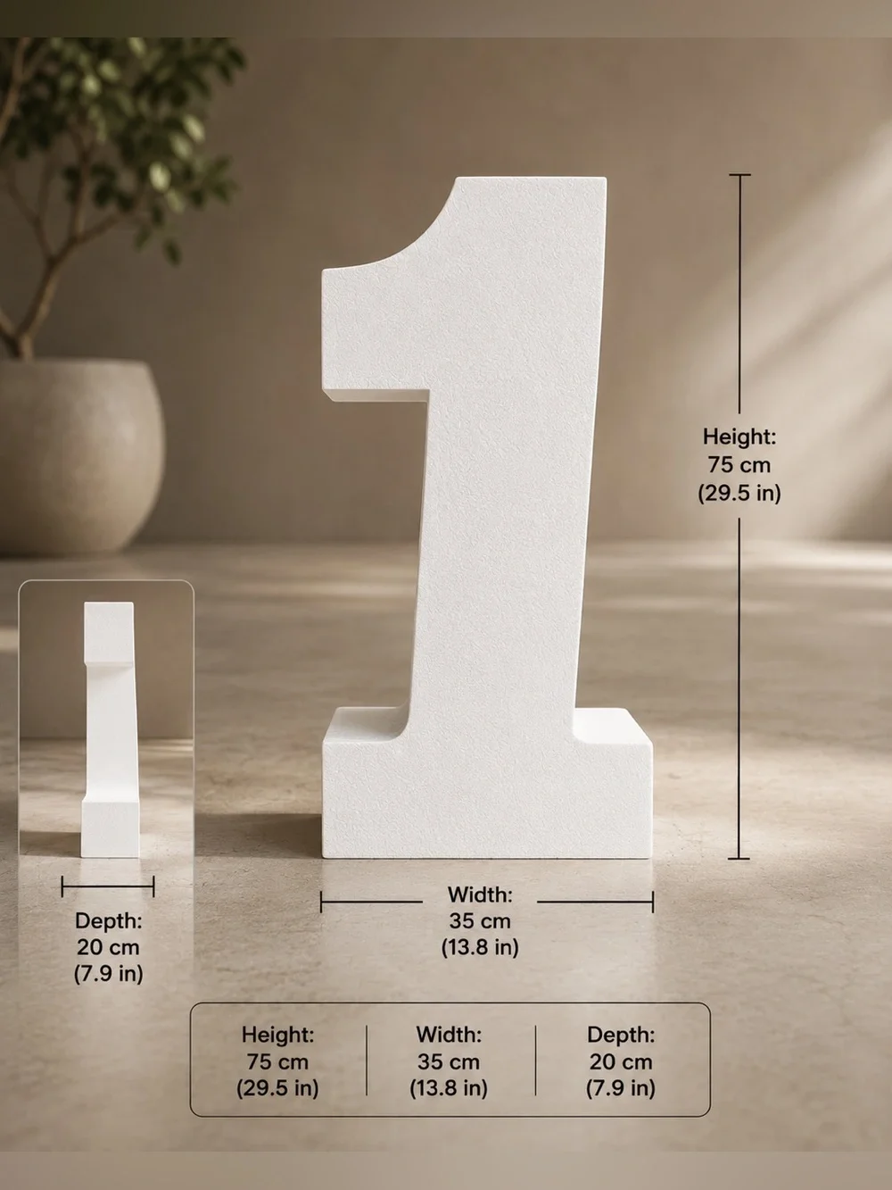 Large Decorative Foam Number 1 / 30” Tall Event Props